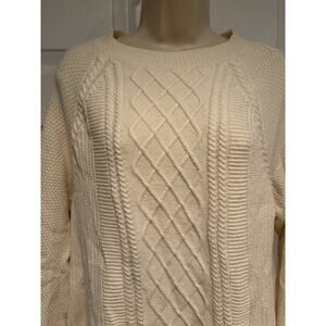 Vineyard Vines Cableknit women’s Cream Sweater coastal preppy cozy Sz Medium